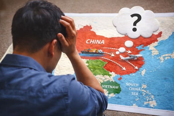 A person looking at a map with a question mark